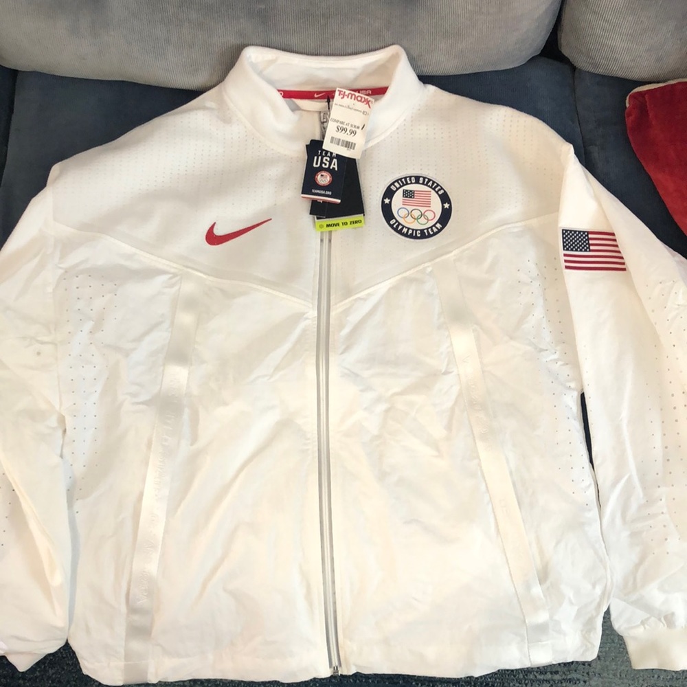 Men’s White Standard Fit DriFit 2020 Olympics Jacket